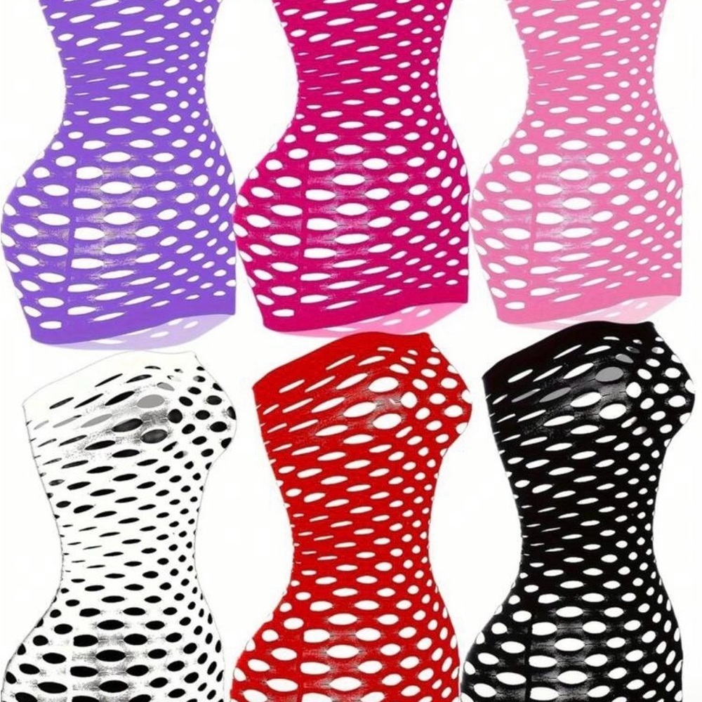 Colorful Fishnet Red  Bodycon Dresses